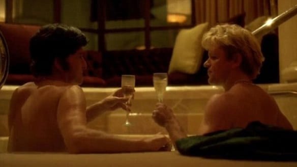 Michael Douglas as Liberace and Matt Damon as his lover in Behind The Candelabra